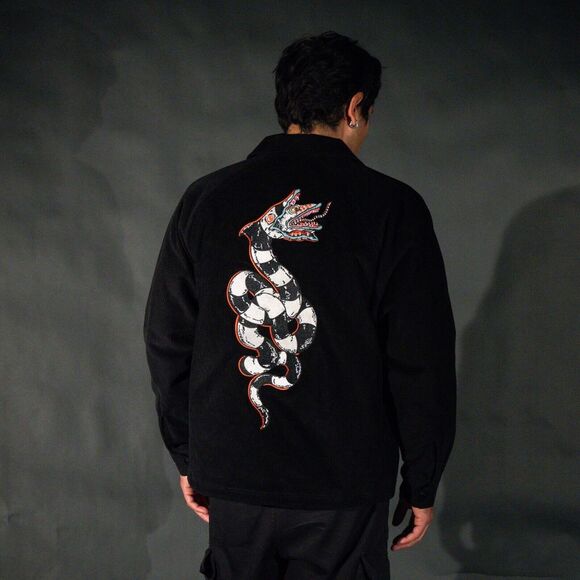 Beetlejuice X Welcome Skateboards Sandworm Embroidered Corduroy Coaches Jacket L - Picture 12 of 12
